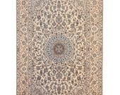 Collectible 8x10 Wool Silk Tebriz Rug - Hand Knotted Wool Oriental Rug - Living Room Rug - Dining Table Rug
