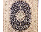 8x10 Wool Silk Tebriz Rug - Hand Knotted Wool Oriental Rug - Living Room Rug - Dining Table Rug