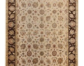 8x10 Wool Silk Tebriz Rug - Hand Knotted Wool Oriental Rug - Living Room Rug - Dining Table Rug