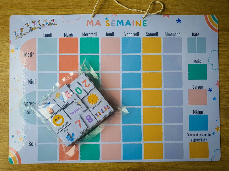 120 Magnets/Large Scalable Magnetic Weekly Planner / Montessori inspiration / Children's weekly planner image 2
