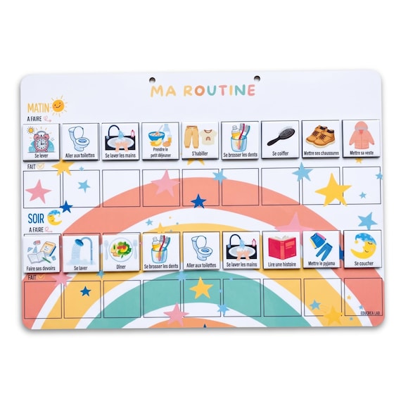 Routine Magnétique Enfant – Planning Visuel - Inspiration Montessori Matin et Soir avec Magnets - format A4