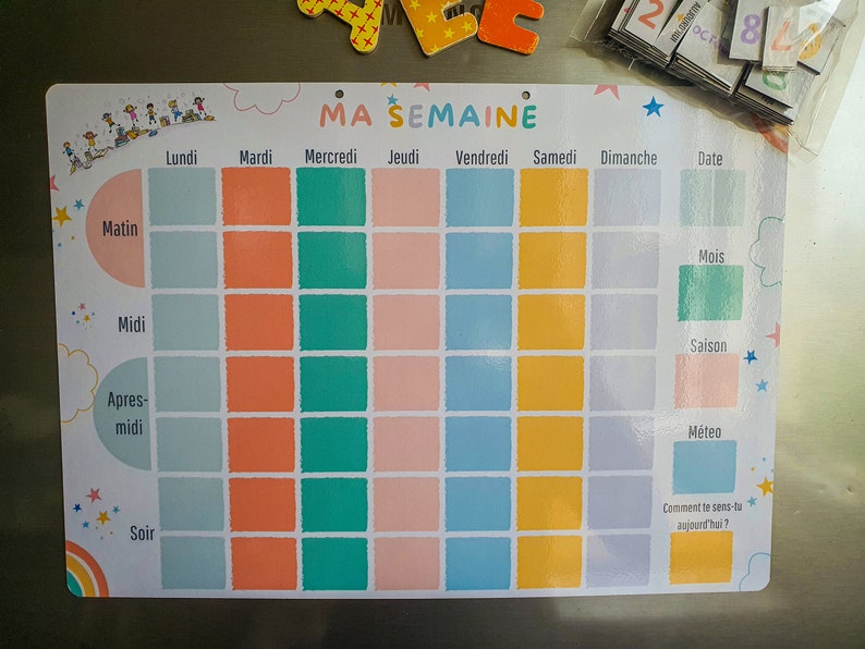 120 Imanes/Planificador Semanal Magnético Escalable Grande / Inspiración Montessori / Planificador semanal para niños imagen 9