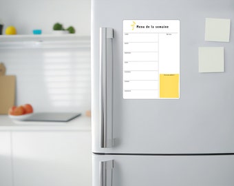 Tableau Magnétique de cuisine Menu et Repas/Liste de Courses/effaçable - Planificateur Familial - Organisation format A4 aimanté !