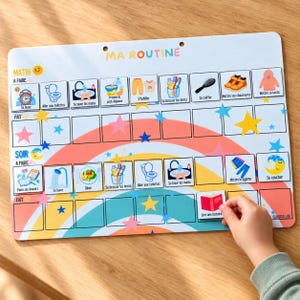 Magnetyczna rutyna dla dzieci – wizualny planer – inspirowany Montessori poranek i wieczór z magnesami – format A4