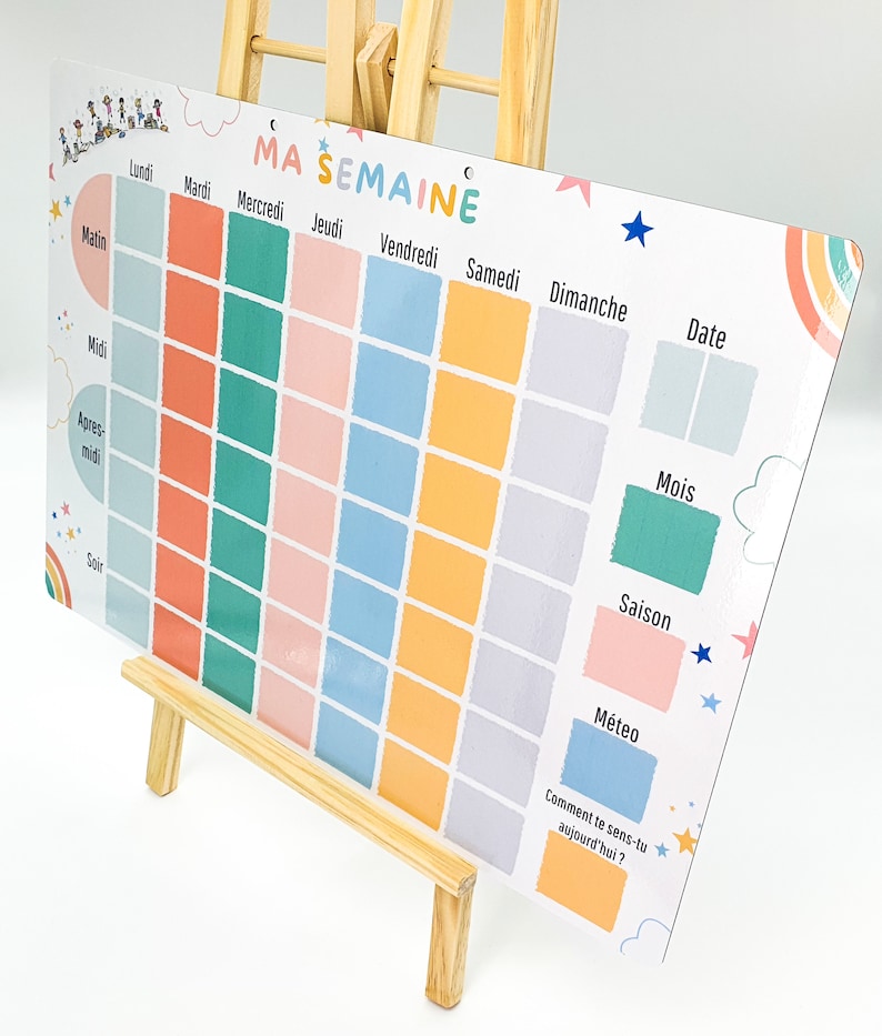 120 Magnets/Large Scalable Magnetic Weekly Planner / Montessori inspiration / Children's weekly planner image 4