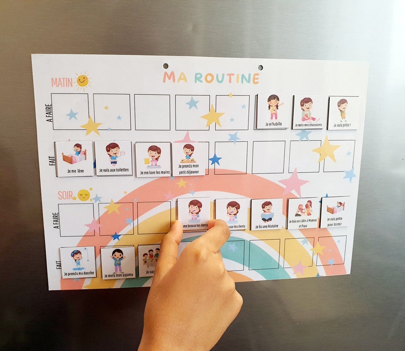 Routine MAGNETIQUE évolutif/ Routine enfant Matin et Soir/ inspiration Montessori / 16 magnets image 8