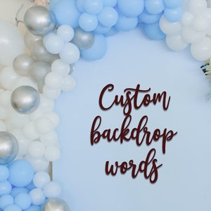 Letrero de fondo personalizado, letrero con nombre para la primera fiesta de cumpleaños, recorte de madera, letreros de cumpleaños para el jardín, letrero de fondo de boda, palabras personalizadas