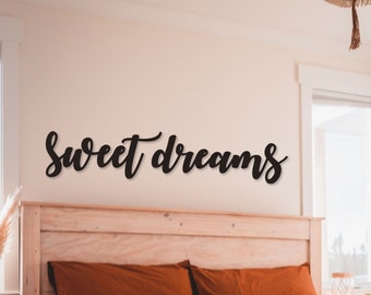 Sweet Dreams, Wood Wall Sign, Large Bedroom Wall Decor over the Bed, Above Bed Decor, Wood Wall Decoration, Sweet Dreams Wood Wall Art