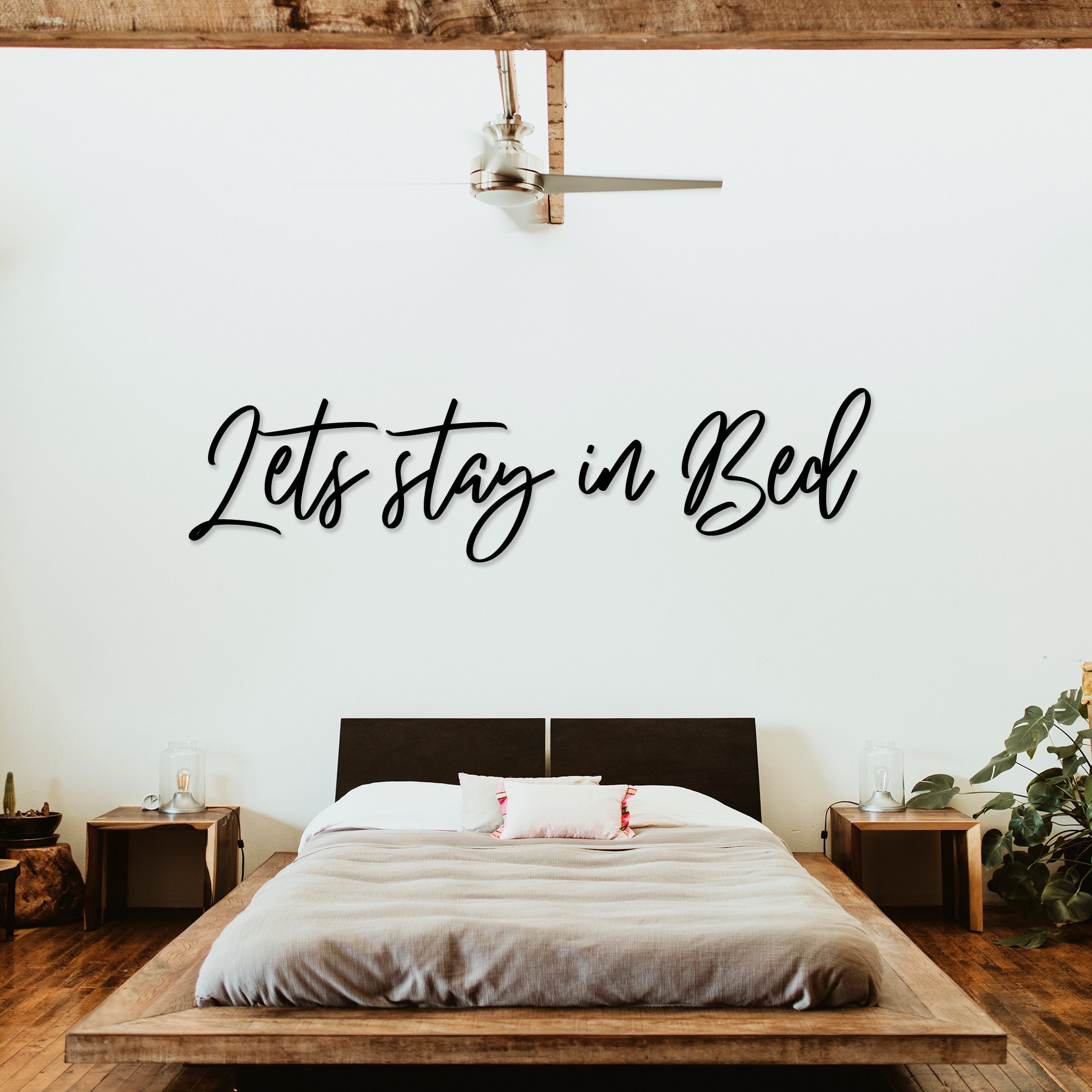 Lets Stay in Bed Bedroom Wall Decor Wood Wall Sign Bedroom -  Canada