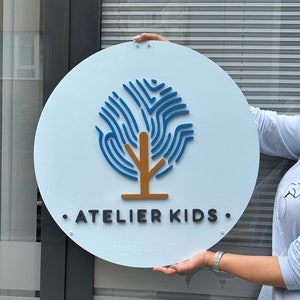 Signo de logotipo comercial personalizado, signo redondo personalizado, signo de logotipo personalizado, signo de logotipo de madera personalizado, palabras de madera personalizadas, signo de logotipo redondo personalizado,
