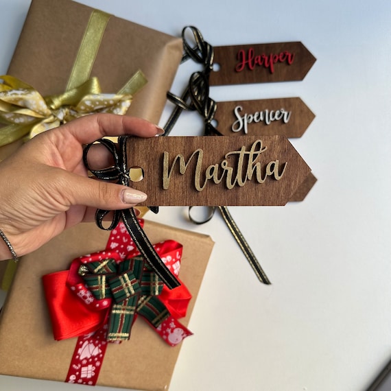 Christmas Gift Tags, Christmas Name Tag, Wooden Gift Tags, Wooden