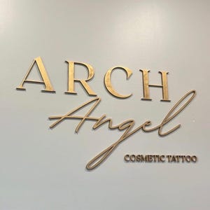 Custom Gold business logo sign, beauty salon custom laser cut business sign ,custom wood business sign , Laser Cut Logo Sign