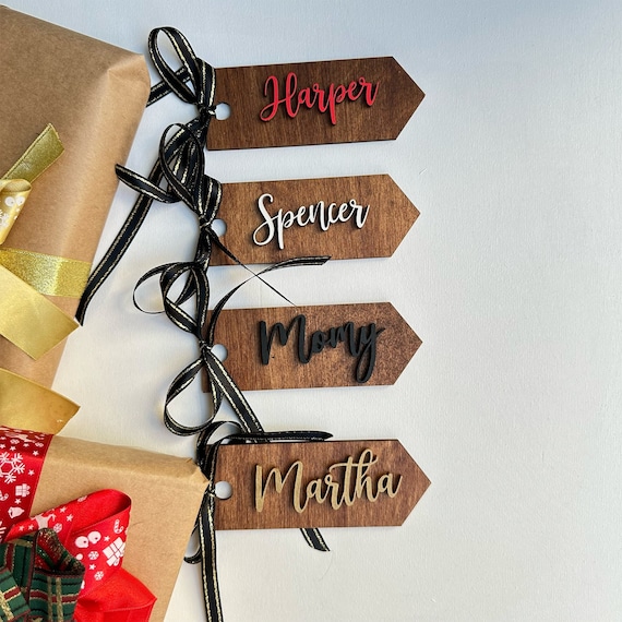 Custom Stocking Name Tags, Christmas Gift Tags, Christmas Name Tag, Wooden Gift  Tags, Wooden Family Gift Tag, Name Sign for Gift Tag 