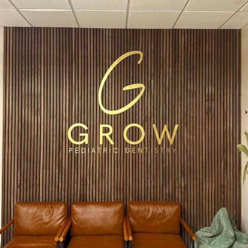 Gold Business Logo Sign, Beauty Salon Laser Cut Logo , Custom Size Wood Business Sign, Multicolor