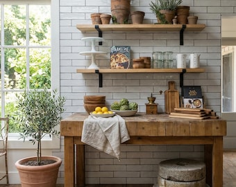 Reclaimed Scaffold Board Shelf with Lipped Brackets (30cm x 3.4cm)