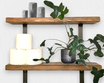 15cm x 3.4cm Thick Narrow Scaffold Board Shelf, Type L Brackets, Various Size Finish, Plasterboard Drywall