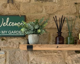 Reclaimed Scaffold Board Shelf with Inverted Brackets (15cm x 3.4cm)