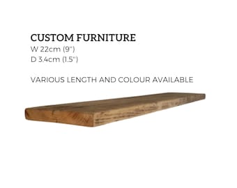 22cm x 3.4cm Thick Scaffold Board Shelf, Handmade, Rustic Reclaimed Solid Wood