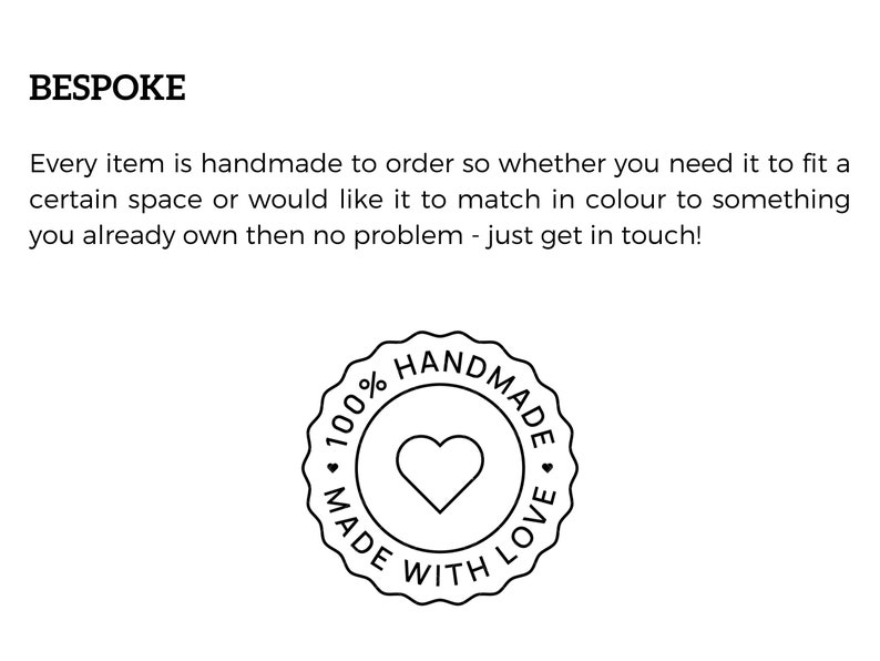 May include: Black and white illustration of a stamp with the text "100% Handmade with Love" and a heart in the center.