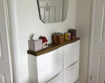 15cm x 3.4cm Floating Thick Narrow Scaffold Board Radiator Console Shelf, Hidden Brackets, Various Size Finish, Solid Brick Masonry Wall
