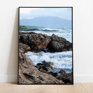 Digital Download - Coastal Serenity - Rocky Coastline with Ocean Splashes Wall Art