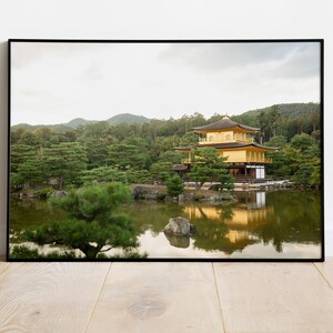 Digital Download - Golden Serenity - Kinkakuji Temple Reflecting on Kyoto&#39;s Tranquil Pond