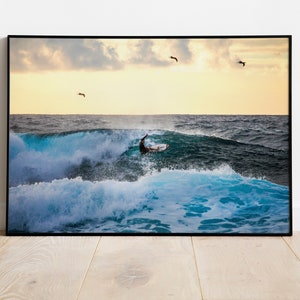 Digitale download - Sunset Surfer in Hawaï - Ocean Sunset Wall Art