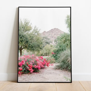 Digital Download - Camelback Mountain with Pink Bougainvillea - Arizona Desert Beauty Wall Art