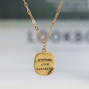Joyería hecha a mano, collar inspirador AB Chain, collar de cita chapado en oro de 18 quilates, joyas de otoño, regalo para ella, collar minimalista de letras