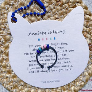 Anxiety Is Lying -925 Silver Enamel ring, Shipping Free, Turnable Anti Stress Ring, Fidget Stackable Ring, Handmade Spinner Ring With Beads
