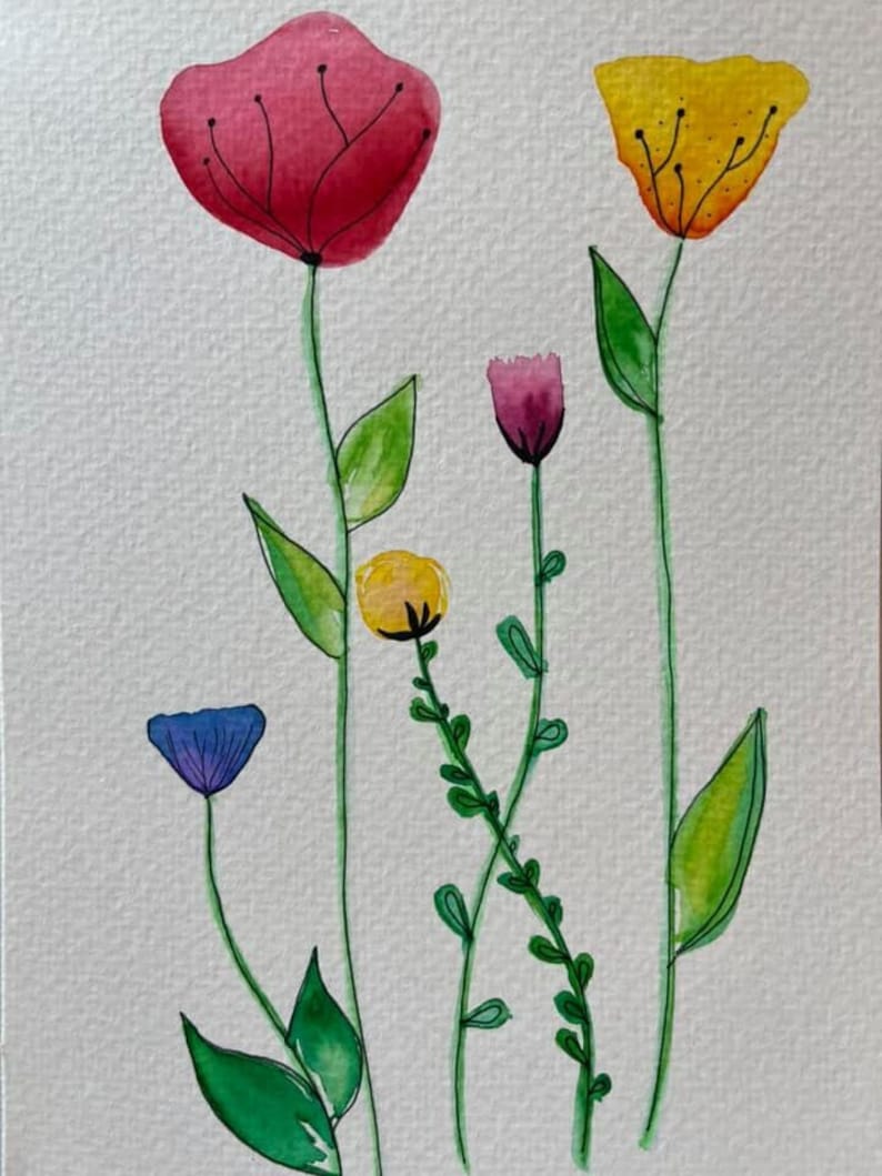 Multicolor Flower Painting - Etsy