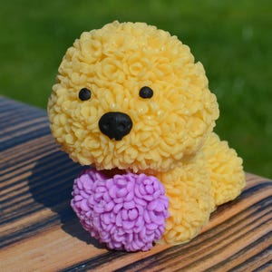Puppy in Flowers with Heart 3D Silicone Mold – Mold for Soap & Wax Crafts