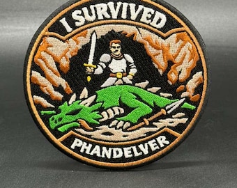 Parche de D&D Phandelver – Insignia "Sobreviví a Phandelver" / Parche bordado de logros de Dungeons and Dragons de 8,9 cm (3,5 pulgadas)
