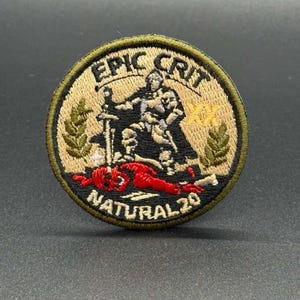 D&D Epic Crit Natural 20 Patch – 2” Embroidered Achievement Badge for Tabletop RPG