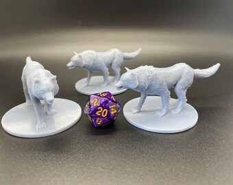 Miniaturas de lobo temible de D&D