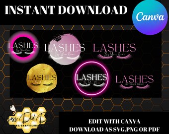 Bearbeitbares rosa und schwarzes Logo für Lash Business