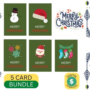 Tarjetas de felicitación navideñas imprimibles, descarga instantánea de tarjetas A5 para Navidad. Paquete de tarjetas navideñas para descargar.