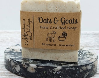 Oats & Goats Handcrafted Soap, Glycerin Soap, Moisturizing Gentle, Unscented Detergent/Sulfate Free