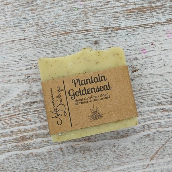 Plantain Goldenseal Handcrafted Soap, Moisturizing, Gentle, Healing, Detergent/Sulfate Free, Helps with Acne