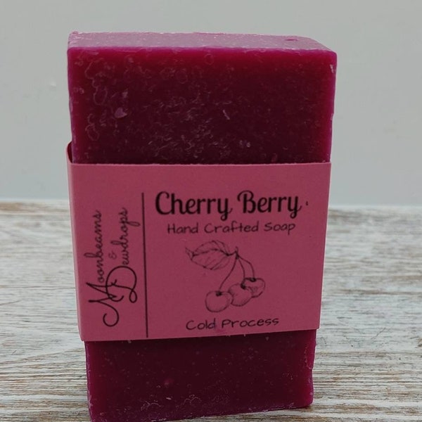 Cherry Berry Handcrafted Cold Process Soap, Shea Butter, Moisturizing, Olive Oil, Coconut Oil