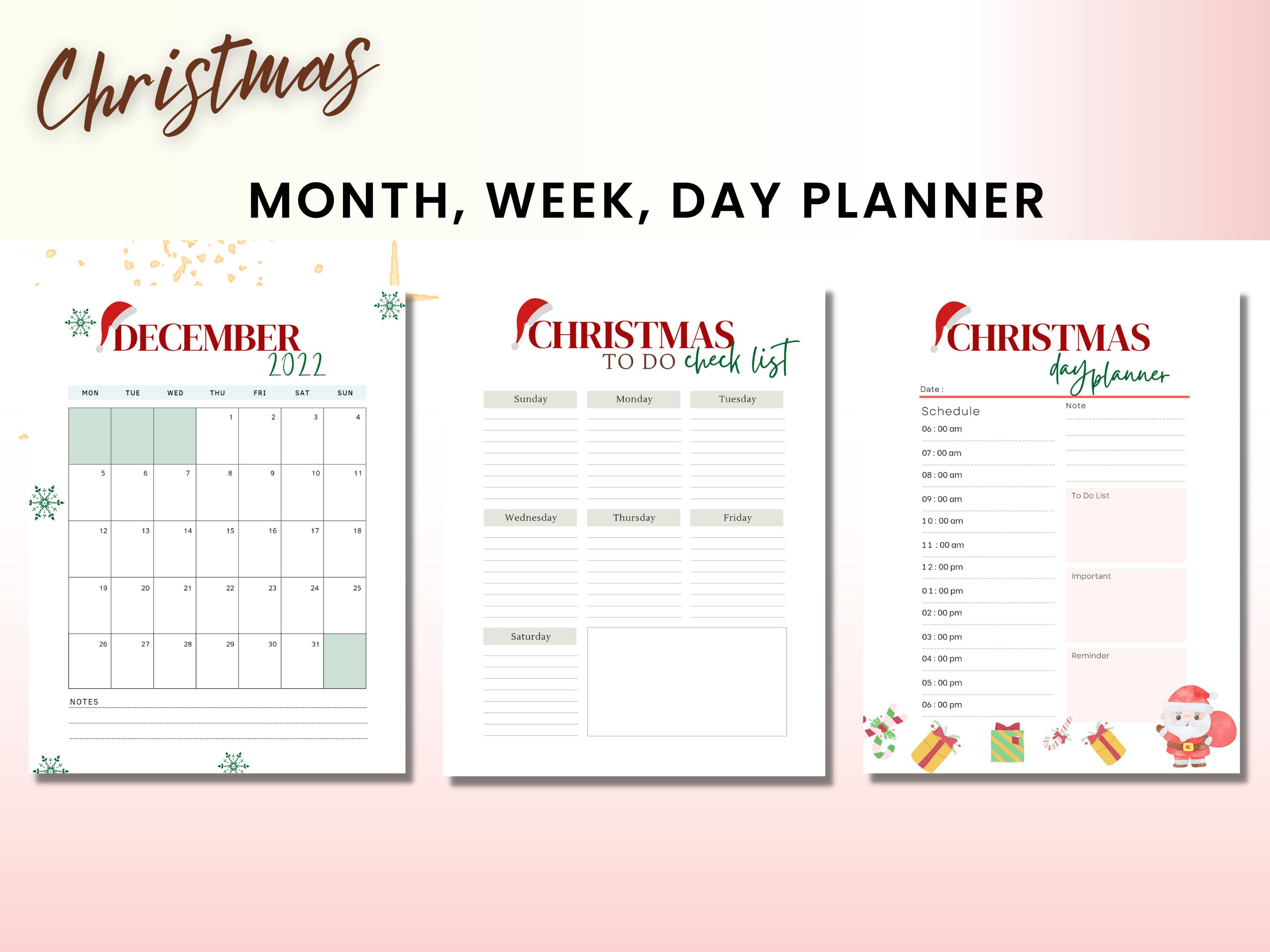 Christmas Planner Printable Digital Holiday Event Planning Organizer ...