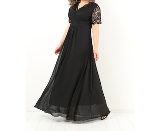 Plus Size Dress, Elegant Women'S Dress, Black Chiffon Dress, Cocktail Women'S Dress, Chiffon Dress, Mother Dress, Evening Dress, Prom Dress