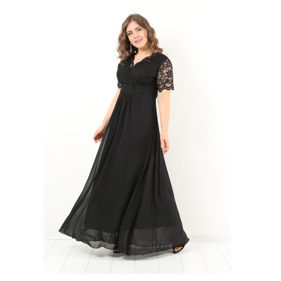 Buy Plus Size Dress Elegant Dress Black Chiffon Online in - Etsy