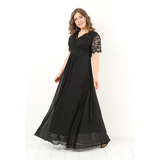 Plus Size Dress Elegant Women s Dress Black Chiffon Dress Cocktail Women s Dress Chiffon Dress Mother Dress Evening Dress Prom Dress Etsy UK