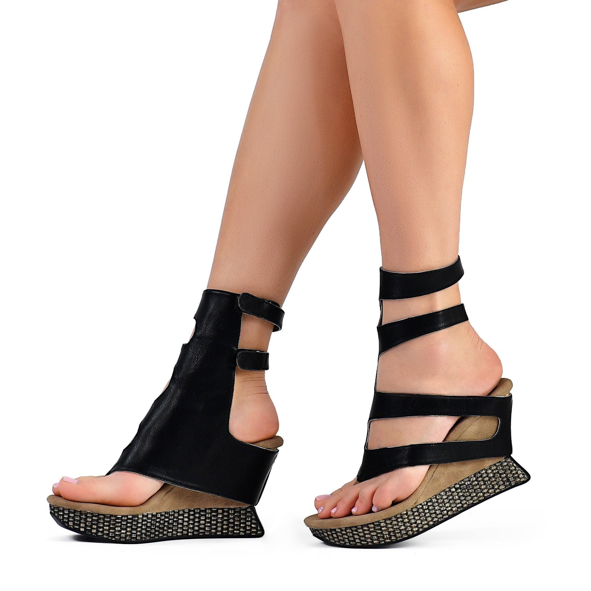 Black Flips to Taupe Reversible High Wedge Wedge Sandal by - Etsy