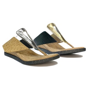 Modzori Women’s Grazia Reversible Vegan Wedge Sandal - Tan flips to Black