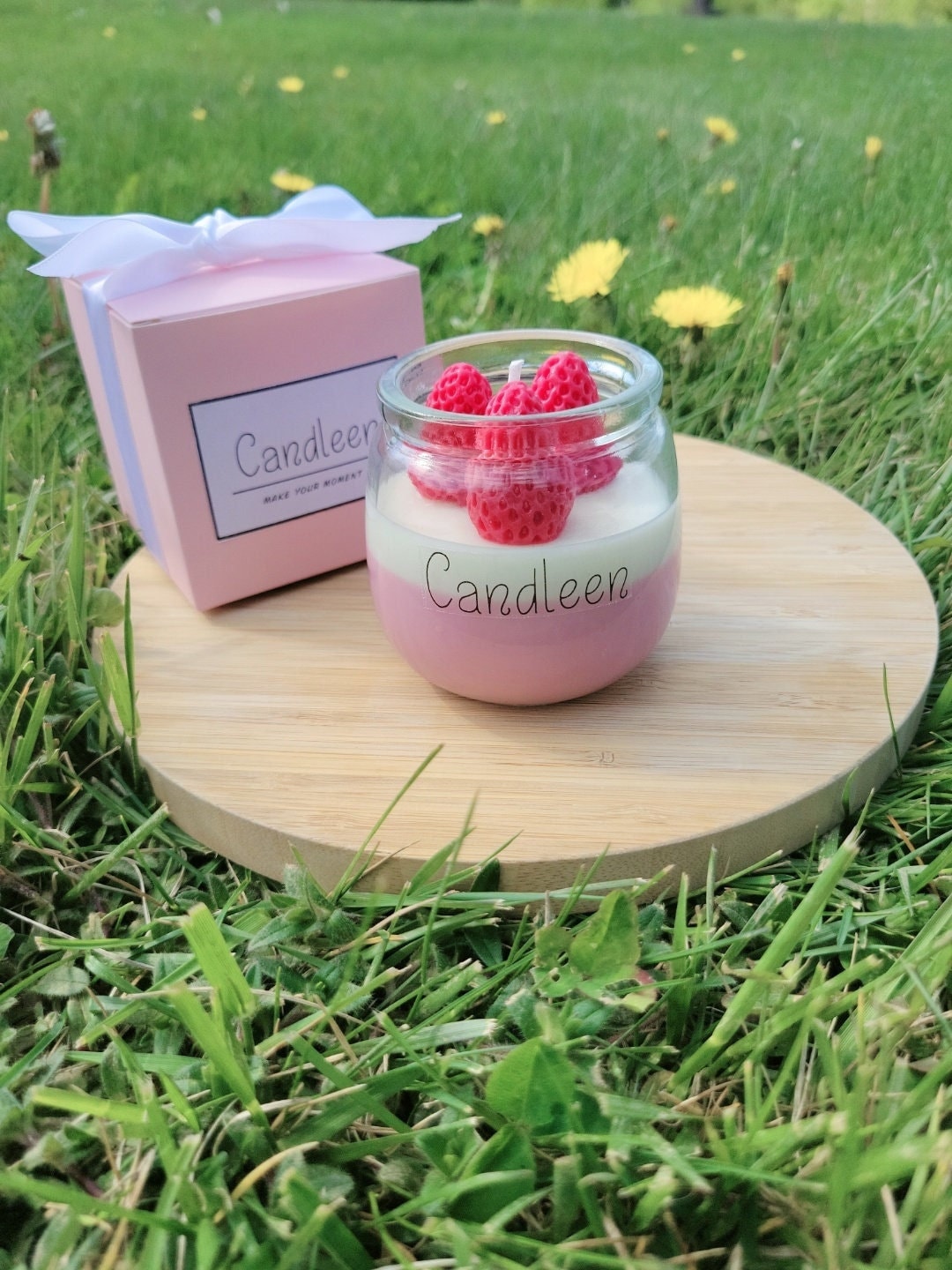 Strawberry Candle. Gift Candle. 6oz Candle in Jar. Cute Etsy