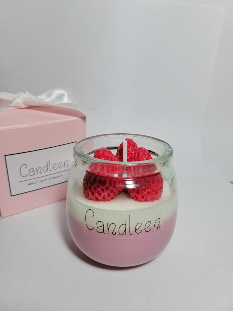 Strawberry Candle in Jar. 100 Soy Wax. Scented Candle. Gift Etsy