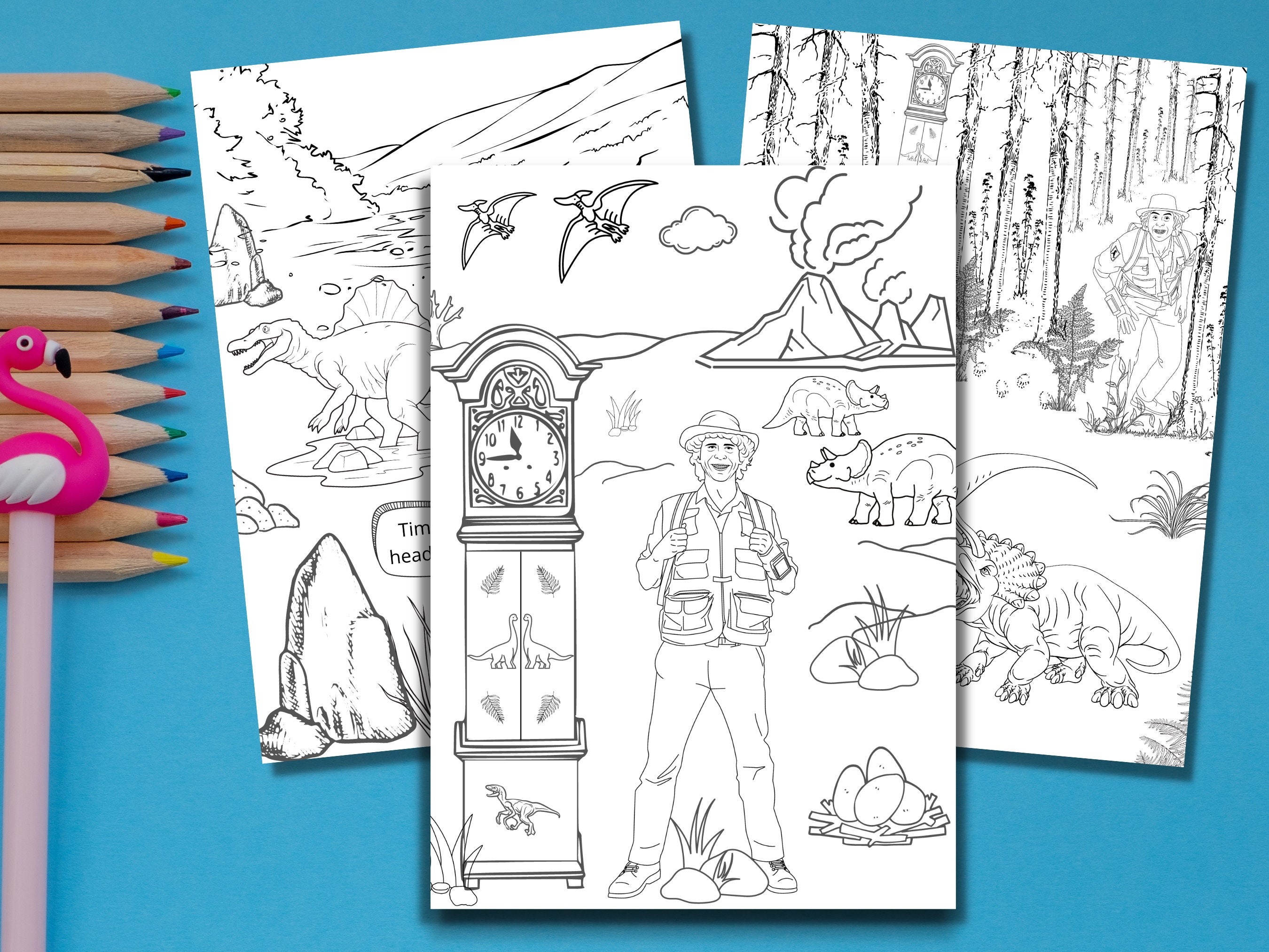 Dinosaur Adventure Colouring Pages - Etsy UK