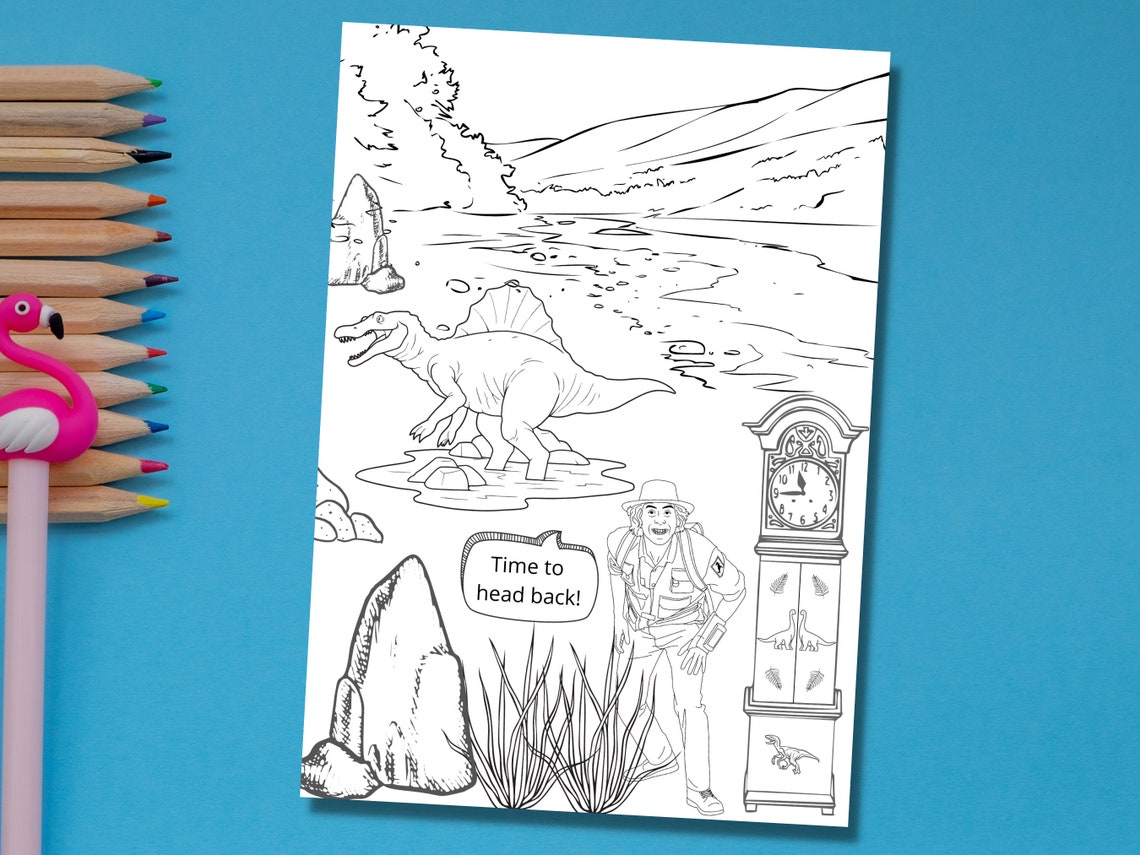 Dinosaur Adventure Colouring Pages - Etsy UK